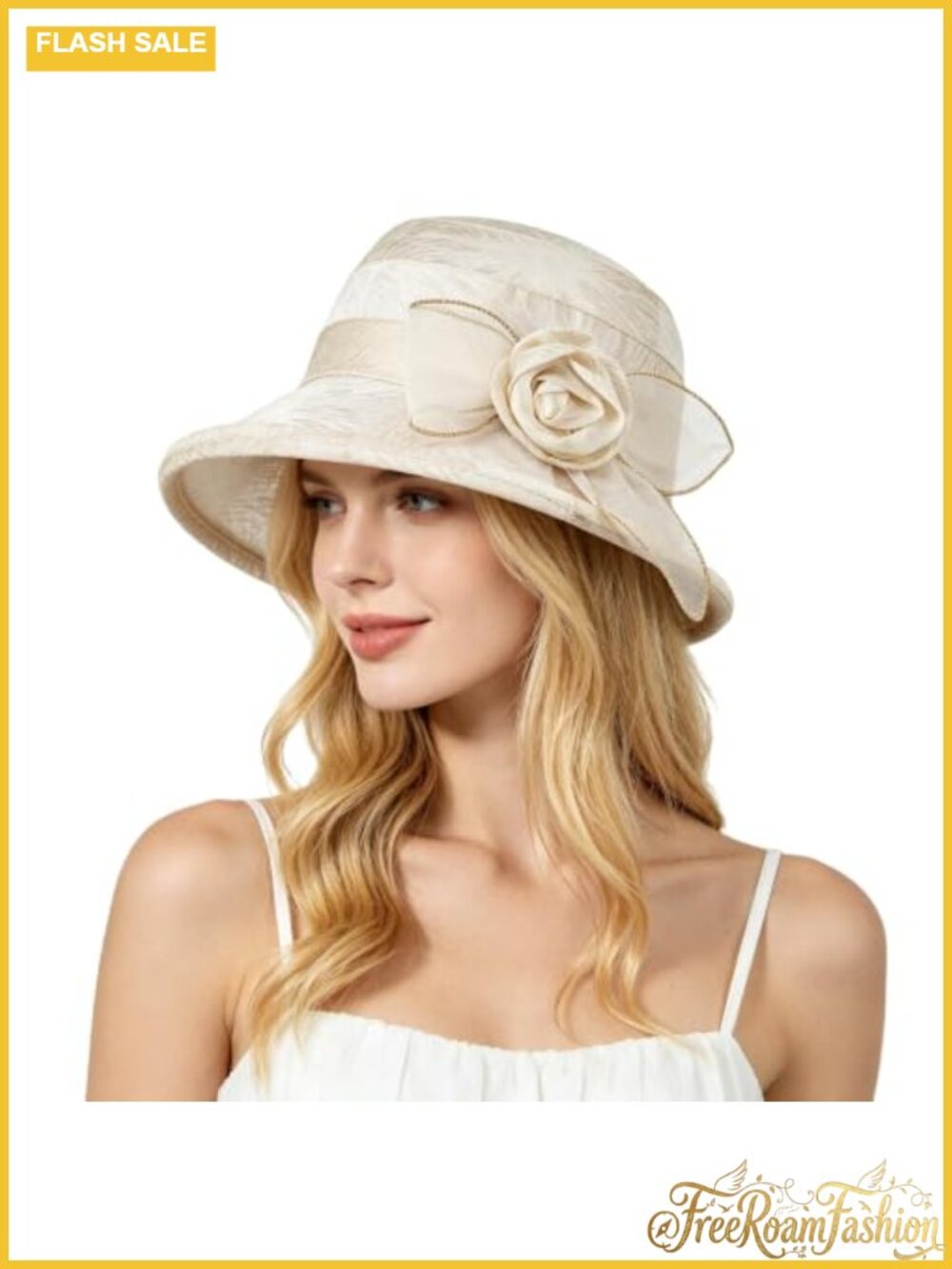 Womens Wide Brim Bowler Sun Hat Foldable Mesh Flower Cloche Bucket Beach